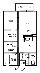 ブラン・コム・ネージュB 1LDKの間取図画像