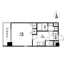 アーバンタワー長野 1Kの間取図画像