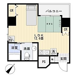 グランビア岡田 8階ワンルームの間取り