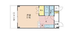 BONハイツ'89 ワンルームの間取図画像