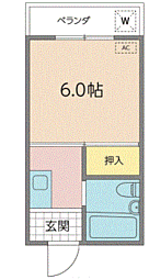 豊西コーポ 1Kの間取図画像