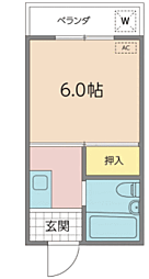 豊西コーポ 1Kの間取図画像