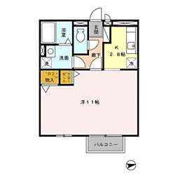 コンフォートヴィレッジ　Ａ 2階1Kの間取り