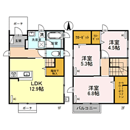 ヴィラルナ　C棟 1階3LDKの間取り