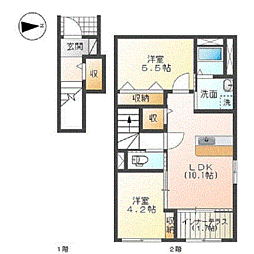 ルミエール(下荒井町) 2階2LDKの間取り