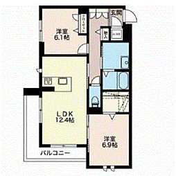 ＥＮ．Ｗ（エンドットダブリュー） 2階2LDKの間取り