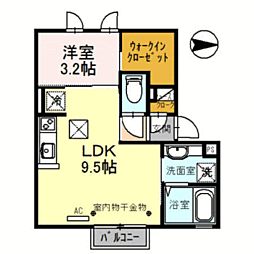サン・ビレッジ・ミカーレ 1階1LDKの間取り