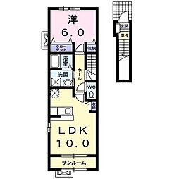 カ−サ・プリムラ 2階1LDKの間取り