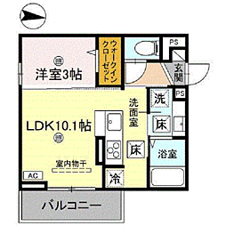 KOHRYU 101 1階1LDKの間取り