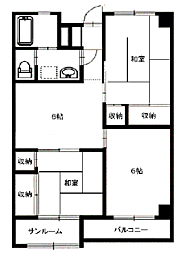 第2スカイハイツ 3DKの間取図画像