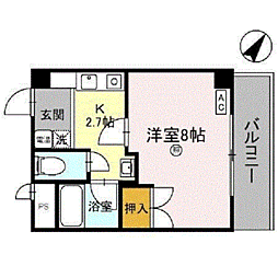 リバーハイツ光陽 1Kの間取図画像