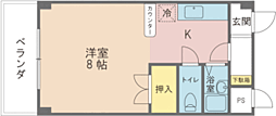 BONハイツ'89 1Kの間取図画像