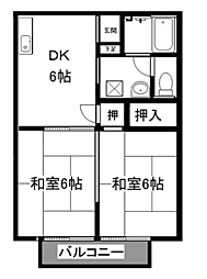 マリンスカイ本郷C棟 201 2階2DKの間取り