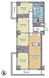 ライオンズマンション大山西町 4LDKの間取図画像