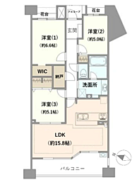 パークスクエア川口 3SLDKの間取図画像
