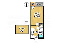 メゾンドロイヤル 1Kの間取図画像