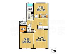 フルール若江 2LDKの間取図画像