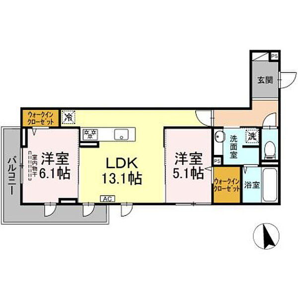 L’ESSOR西条 201号室｜広島県東広島市西条本町(賃貸アパート2LDK・2階・60.38㎡)の写真 その2