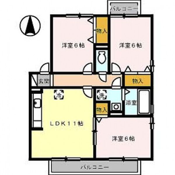 ウィルモア　C棟 201号室｜広島県東広島市西条町西条東(賃貸アパート3LDK・2階・66.26㎡)の写真 その2