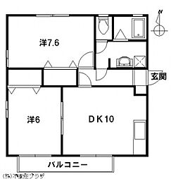 エステートヒロ 2DKの間取図画像