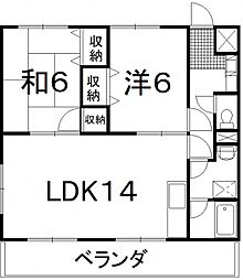 DOマンションA館 2LDKの間取図画像