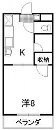 コーポ本永2 1Kの間取図画像