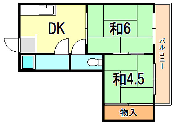 兵庫県神戸市兵庫区氷室町２丁目(賃貸マンション2DK・3階・28.00㎡)の写真 その2