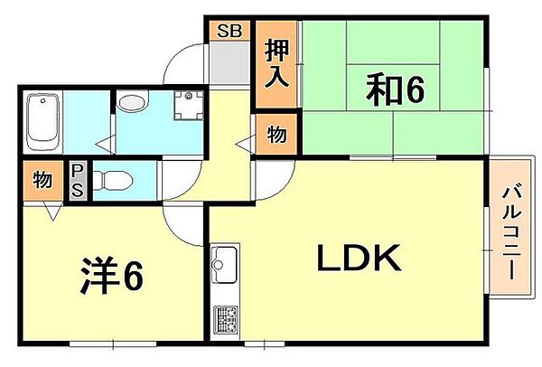 兵庫県神戸市須磨区若木町３丁目(賃貸アパート2LDK・2階・53.48㎡)の写真 その2