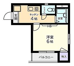 エクセリア・シオン 3階1Kの間取り