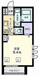 ジュヌセードル　Ｂ 3階1Kの間取り