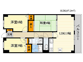 大阪府吹田市上山手町22番10号（賃貸マンション3LDK・3階・67.24㎡） その2