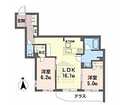 シャーメゾンエヌーノ 1階2LDKの間取り