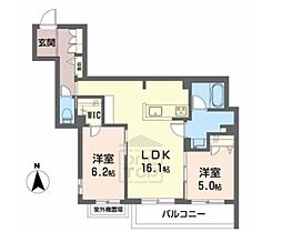 シャーメゾンエヌーノ 2階2LDKの間取り