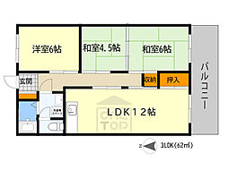 コーポマサ 3LDKの間取図画像