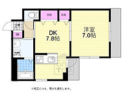 グランヴェール緑地 3階1DKの間取り