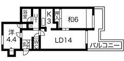 リブレ待兼山 2LDKの間取図画像