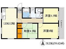 村崎マンション 3LDKの間取図画像