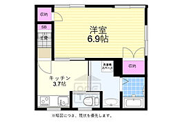 リヴェールコート1 1Kの間取図画像