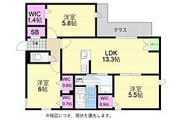 Le Reve 箕面 南 3LDKの間取図画像
