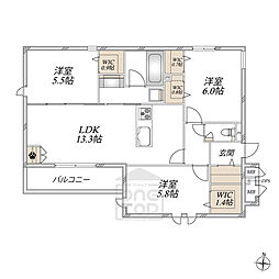 Le Reve 箕面 南 3LDKの間取図画像