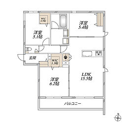 Le Reve 箕面 南 3LDKの間取図画像