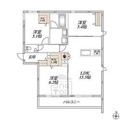 Le Reve 箕面 南 3LDKの間取図画像