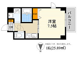 ラドゥセール江坂2 ワンルームの間取図画像