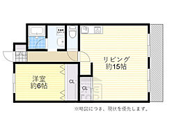 クレアメゾン千里 1LDKの間取図画像