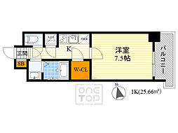 スペーシア江坂広芝町 1Kの間取図画像