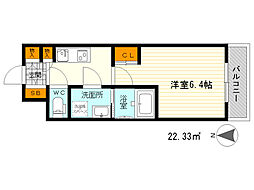 COMFORIA江坂広芝町 1Kの間取図画像