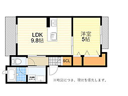 アルス豊中2 1LDKの間取図画像