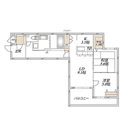 ウエスタンハイツ18 2LDKの間取図画像