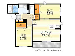 ラプリンシパルシャーメゾン 2LDKの間取図画像
