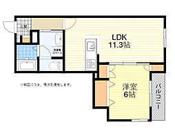 ブランレグルス 1LDKの間取図画像